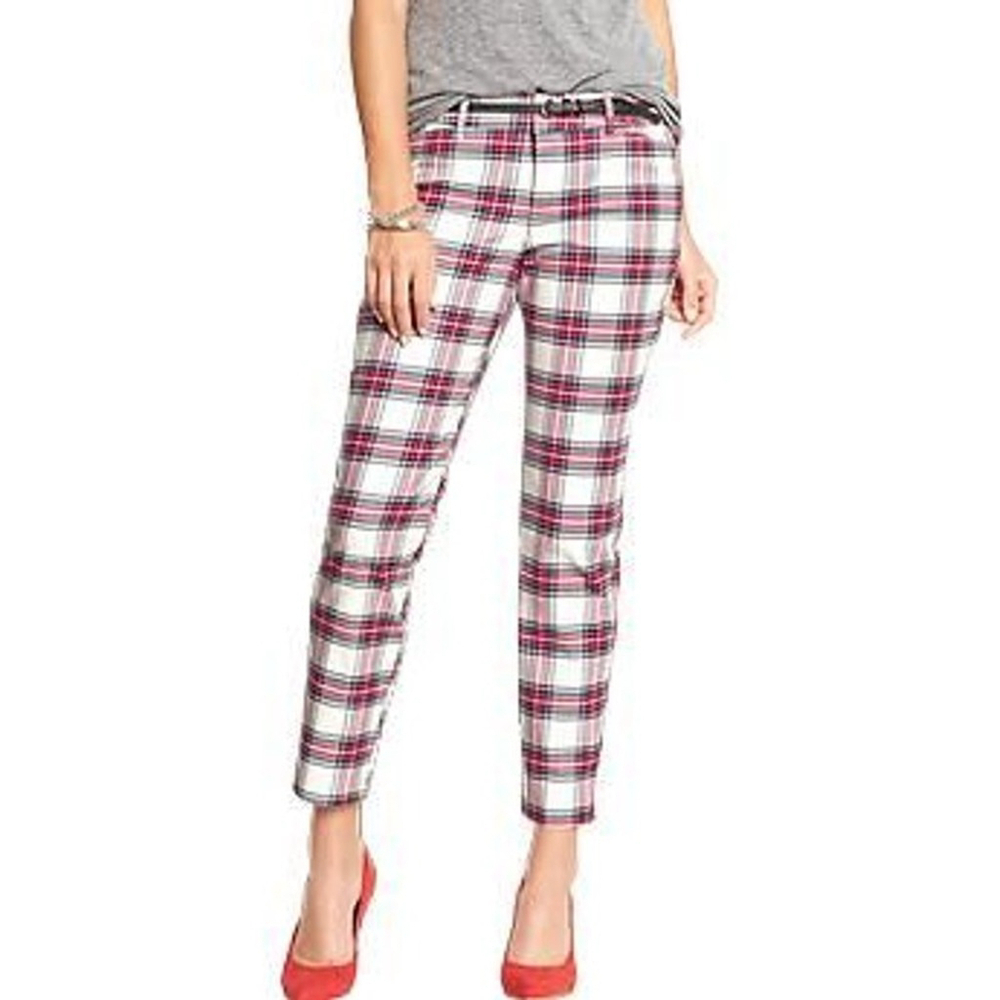 Old Navy Christmas Plaid Cropped Pants Size 14 Cotton